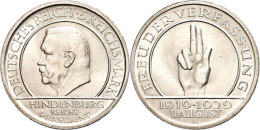 5 Reichsmark, 1929, A, Schwurhand, Wz. Rf., Vz+., Katalog: J. 341 5 Reichmark, 1929, A, Oath Hand, Watermark.... - Autres & Non Classés