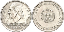 5 Reichsmark, 1929, A, Lessing, Kl. Rf., Avers Poliert, Vz., Katalog: J. 336 Vz5 Reichmark, 1929, A, Lessing,... - Otros & Sin Clasificación