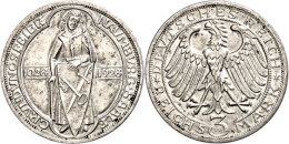 3 Reichsmark, 1928, Naumburg, Kl. Rf., Vz., Katalog: J. 333 Vz3 Reichmark, 1928, Naumburg, Small Edge Nick,... - Autres & Non Classés