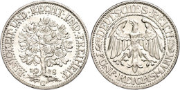 5 Reichsmark, 1928, G, Eichbaum, Kl. Rf., Vz., Katalog: J. 331 Vz5 Reichmark, 1928, G, Oak Tree, Small Edge... - Autres & Non Classés