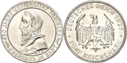 5 Reichsmark, 1927, Uni Tübingen, Kl. Rf. Und Kl. Kratzer, Vz., Katalog: J. 329 Vz5 Reichmark, 1927,... - Autres & Non Classés