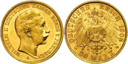 20 Mark, 1908, Wilhelm II., Vz., Katalog: J. 252 Vz20 Mark, 1908, Wilhelm II., Extremley Fine, Catalogue: J.... - Andere & Zonder Classificatie