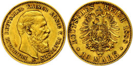 10 Mark, 1888, Friedrich III., Vz., Katalog: J. 247 Vz10 Mark, 1888, Friedrich III., Extremley Fine, Catalogue:... - Otros & Sin Clasificación