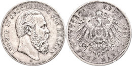 5 Mark, 1891, Ludwig IV., Ss., Katalog: J. 71 Ss5 Mark, 1891, Ludwig IV., Very Fine., Catalogue: J. 71 Ss - Autres & Non Classés