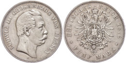 5 Mark, 1876, Ludwig III., Randfehler, Berieben, Ss., Katalog: J. 67 Ss5 Mark, 1876, Ludwig III., Margin Fault,... - Otros & Sin Clasificación