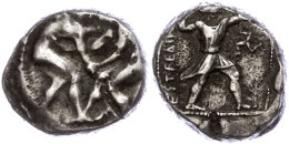 Aspendos, Stater (10,84g), Ca. 4./3. Jhd V. Chr. Av: Zwei Ringer. Rev: Schleuderer Nach Rechts, Rechts Triskele,... - Zonder Classificatie