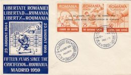 53525- FIFTEEN YEARS SINCE THE CRUCIFICTION OF ROMANIA, MADRID EXILE, SPECIAL COVER, 1958, ROMANIA - Storia Postale