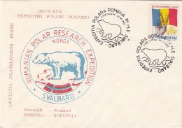 53608- ROMANIAN ARCTIC EXPEDITION, SVALBARD, POLAR BEAR, SPECIAL COVER, 1990, ROMANIA - Expéditions Arctiques