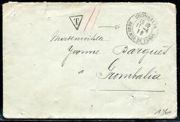 TUNISIE - LETTRE TAXÉE DE GROMBALIA LE 11/4/1918 - TB - Timbres-taxe