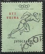 TRIESTE B 1953 YUGOSLAVIA SOPRASTAMPATO JUGOSLAVIA OVERPRINTED OLIMPIADE HELSINKI OLYMPIC GAMES 10 D 10d USATO USED - Ungebraucht