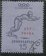 TRIESTE B 1953 YUGOSLAVIA SOPRASTAMPATO JUGOSLAVIA OVERPRINTED OLIMPIADE HELSINKI OLYMPIC GAMES 15 D 15d USATO USED - Mint/hinged