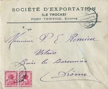 Enveloppe EGYPTE - PORT TEWFICK - Société D' Exportation LE TROCAS - 1920 ? - 1915-1921 Protectorat Britannique