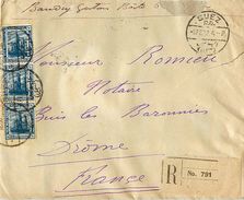 Enveloppe Recommandée  EGYPTE - SUEZ 1922 - Cartas & Documentos