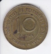 MONEDA DE 10 CENTIMOS DE LA COOPERATIVA DE TEIXIDORS A MA FUNDADA EN 1876 -  Monedas De Necesidad