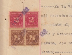 REP-207 CUBA REPUBLICA REVENUE (LG-1111) 2c (2) + 8c (2) TIMBRE NACIONAL 1932 + JUBILACION NOTARIAL 1928 COMPLETE DOC DA - Postage Due