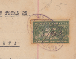 REP-214 CUBA REPUBLICA REVENUE (LG-1118) 5$ GREEN TIMBRE NACIONAL COMPLETE DOC DATED 1926. - Postage Due