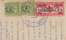 REP-231 CUBA REPUBLICA REVENUE (LG-1135) 10c  TIMBRE NACIONAL 1947 + CASA DE TRIBUNALES COMPLETE DOC DATED 1947. - Strafport