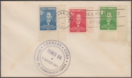 1951-FDC-128 CUBA REPUBLICA. 1951. FDC. RETIRO DE COMUNICACIONES. FERNANDO FIGUEREDO. BLUE CANCEL. - FDC