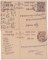 Commercial Postcard 2 Diff., Varities, British India Jaipur State  Used Postal Stationery, - Jaipur