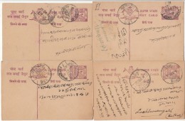 4 Diff., Place Postmark, , British India Jaipur State Postcard, Used Postal Stationery, Horse, Post Card - Jaipur