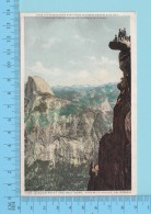 Yosemite Valley California - Brave Peoples At Top Right, Glacier Point & Half Dome  - Postcard Post Card 2 Scans - Yosemite