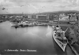 06511 "CIVITAVECCHIA - PORTO E PANORAMA" ANIMATA. CART. ILL. ORIG. SPEDITA 1956 - Civitavecchia