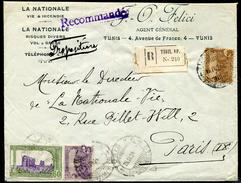 TUNISIE - N° 34 + 72 + 75 / LR DE TUNIS / CHARGEMENTS II LE 19/4/1924 POUR PARIS - TB - Lettres & Documents