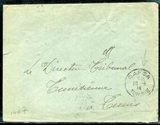 TUNISIE - LETTRE EN FRANCHISE POUR LE TRIBUNAL DE TUNIS , OBL. GAFSA LE 20/5/1914 - TB - Storia Postale