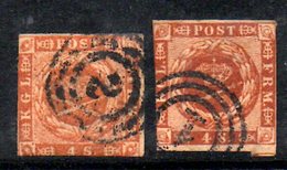 T2323 - DANIMARCA , Due Valori (4 + 8) Usati . Margini Molto Corti - Used Stamps