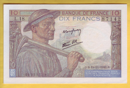 BILLET FRANCAIS - 10 Francs Mineur 19.11.1942 SUP+ - 10 F 1941-1949 ''Mineur''