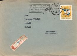 53726- CLOSED COURTS EUROPEAN TENNIS CHAMPIONSHIP, SPECIAL POSTMARK ON REGISTERED COVER, HANFBALL STAMP, 1980, ROMANIA - Tennis