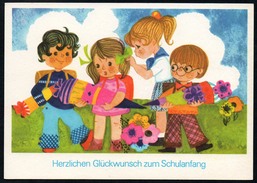 8956 - Alte Glückwunschkarte DDR 1979 - Schulanfang Zuckertüte - Hoppert - Planet - N. Gel - TOP - Einschulung