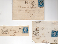 LOT DE 3 LETTRES OR...ORIGINE RURALE - 1849-1876: Classic Period