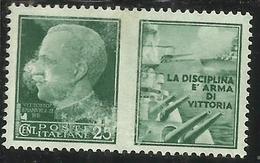ITALIA REGNO ITALY KINGDOM 1942 PROPAGANDA DI GUERRA WAR PROMOTION CENT. 25 I TIPO USATO USED OBLITERE' - Propagande De Guerre
