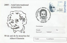 #BV6502 ALBERT EINSTEIN,SCIENCE,SPECIAL COVER WITH STAMPS, OBLITERATION CONCORDANTE,2005,ROMANIA. - Albert Einstein