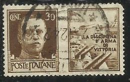 ITALIA REGNO ITALY KINGDOM 1942 PROPAGANDA DI GUERRA WAR PROMOTION CENT. 30 I TIPO USATO USED OBLITERE' - Oorlogspropaganda