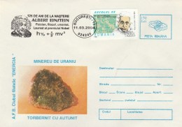 #BV6514  ALBERT EINSTEIN, MINING, URANIUM,COVER STATIONERY WITH STAMP,OBLITERATION CONCORDANTE,1996,ROMANIA. - Albert Einstein