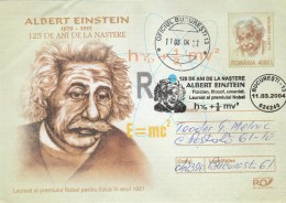 #BV6521  ALBERT EINSTEIN,SCIENCE, COVER STATIONERY, OBLITERATION CONCORDATE,2004,ROMANIA. - Albert Einstein