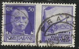ITALIA REGNO ITALY KINGDOM 1942 PROPAGANDA DI GUERRA WAR PROMOTION CENT. 50 II TIPO USATO USED OBLITERE' - Oorlogspropaganda