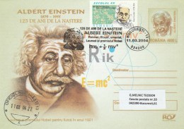 #BV6524  ALBERT EINSTEIN,SCIENCE, COVER STATIONERY WITH STAMP,OBLITERATION CONCORDATE,2004,ROMANIA. - Albert Einstein