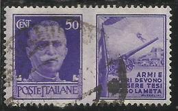 ITALIA REGNO ITALY KINGDOM 1942 PROPAGANDA DI GUERRA WAR PROMOTION CENT. 50 II TIPO USATO USED OBLITERE' - Kriegspropaganda