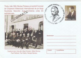 #BV6526  ALBERT EINSTEIN,SCIENCE,FAMOUS PEOPLE,COVER STATIONERY,OBLITERATION CONCORDANTE,2002,ROMANIA. - Albert Einstein