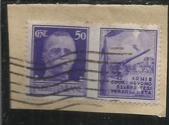 ITALIA REGNO ITALY KINGDOM 1942 PROPAGANDA DI GUERRA WAR PROMOTION CENT. 50 II TIPO USATO USED OBLITERE' - Kriegspropaganda