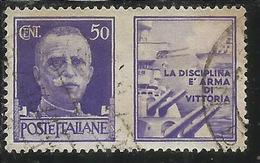 ITALIA REGNO ITALY KINGDOM 1942 PROPAGANDA DI GUERRA WAR PROMOTION CENT. 50 I TIPO USATO USED OBLITERE' - War Propaganda