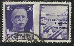 ITALIA REGNO ITALY KINGDOM 1942 PROPAGANDA DI GUERRA WAR PROMOTION CENT. 50 I TIPO USATO USED OBLITERE' - Propagande De Guerre