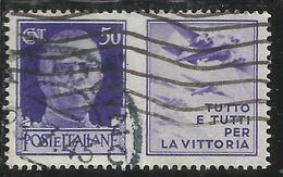 ITALIA REGNO ITALY KINGDOM 1942 PROPAGANDA DI GUERRA WAR PROMOTION CENT. 50 III TIPO USATO USED OBLITERE' - Propagande De Guerre