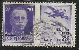 ITALIA REGNO ITALY KINGDOM 1942 PROPAGANDA DI GUERRA WAR PROMOTION CENT. 50 III TIPO USATO USED OBLITERE' - Oorlogspropaganda