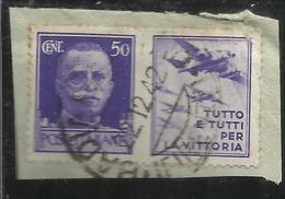 ITALIA REGNO ITALY KINGDOM 1942 PROPAGANDA DI GUERRA WAR PROMOTION CENT. 50 III TIPO USATO USED OBLITERE' - Propagande De Guerre