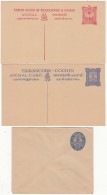 Travancore Cochin, 3 Diff., Unused Postal Stationery, Postcard & Envelope, Motif Coconut Tree & Elephant, Br Ind - Travancore-Cochin