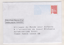 MARIANNE DE LUQUET ( 2 BANDES PHOSPHORE ) VILLAGES DU MONDE POUR ENFANTS PARIS - VALIDITE 14/04/2002 SANS NUMERO - RARE - PAP: Antwort/Luquet